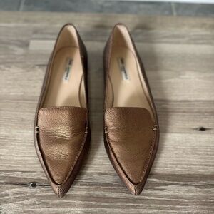 Karl Lagerfeld Metallic Bronze Pointed-Toe Loafers